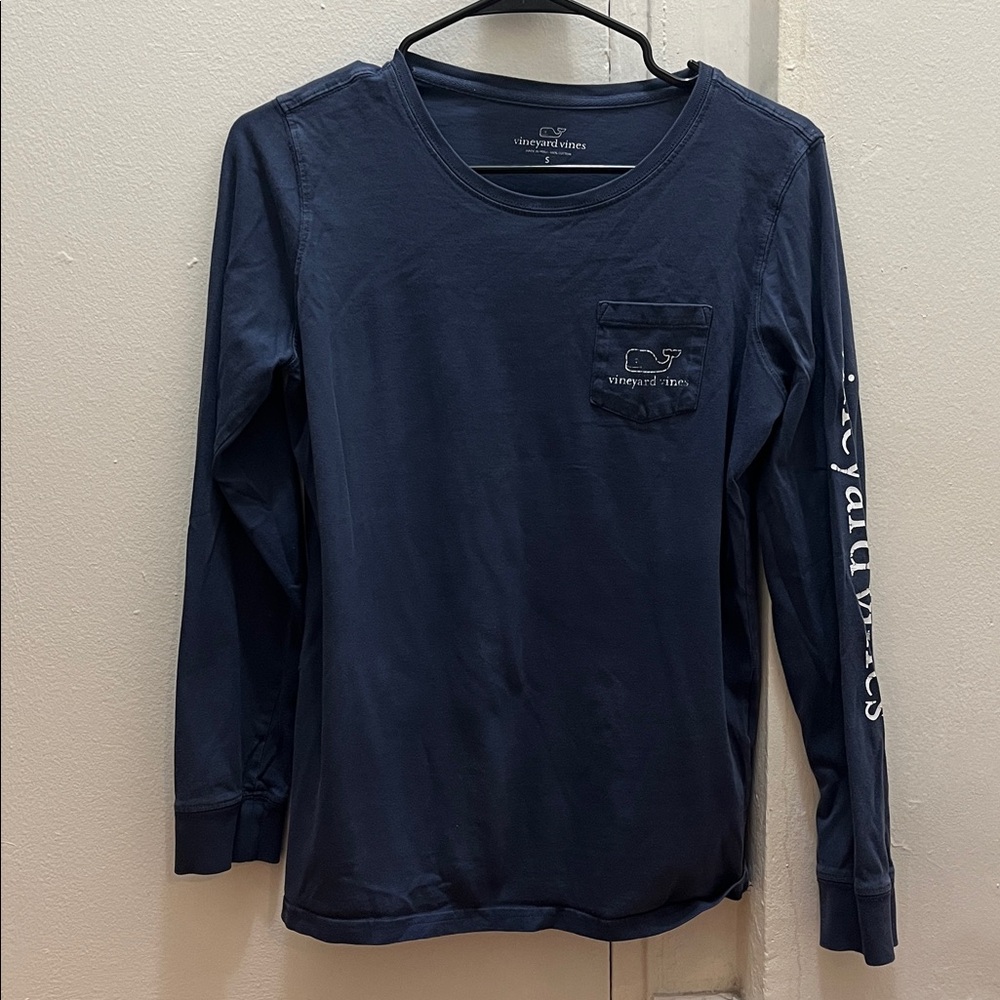 Classic Vineyard Vines Blue Long Sleeve Tee with Logo Men’s Small